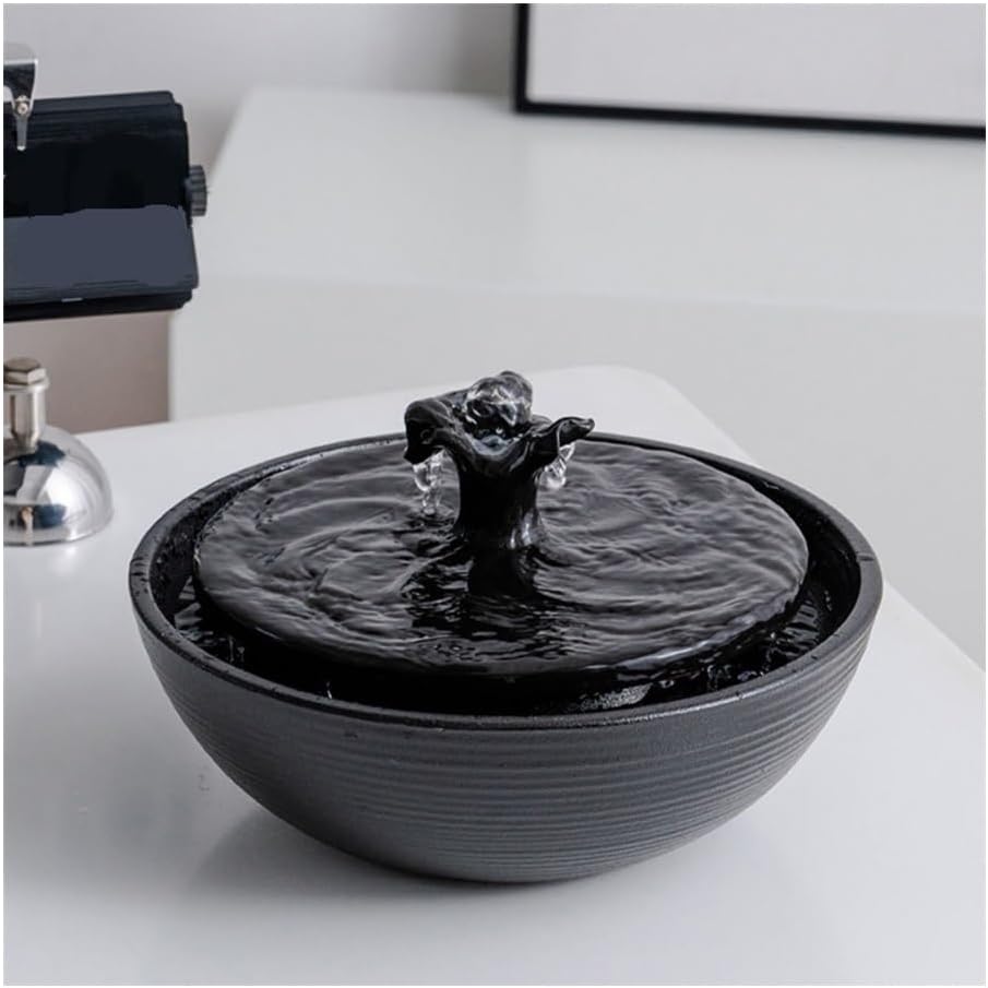 Modern Ceramic Desktop Fountain - Minimalist Zen Waterfall Decor