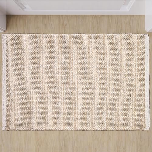 Hausattire Jute Woven 2x3 Area Rug - Natural Beige