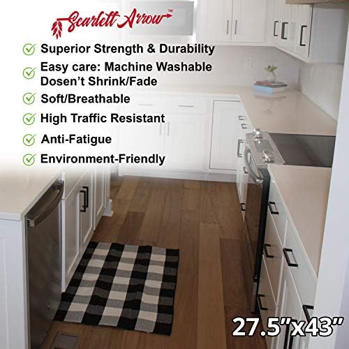 Black and White Plaid Buffalo Rug 28x43 Inches Indoor Outdoor