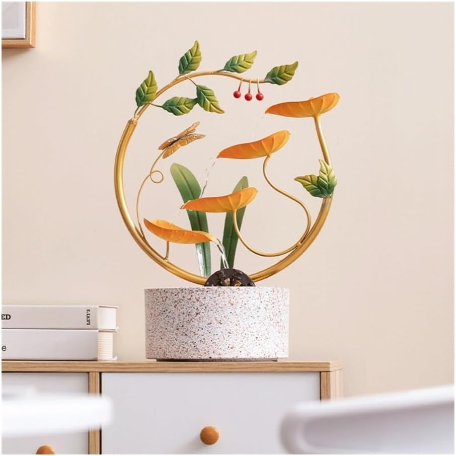 Gorttyeo Tabletop Fountain with Feng Shui Wheel Red