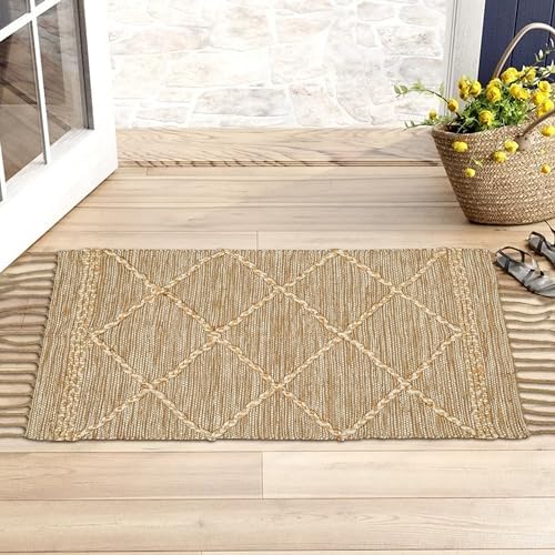 Hausattire Jute Boho Rug 2x3 Natural Beige