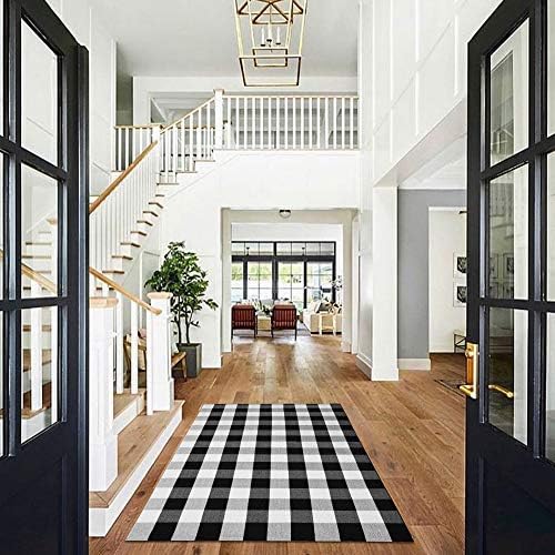 KOZYFLY Buffalo Plaid Area Rugs Doormat Set