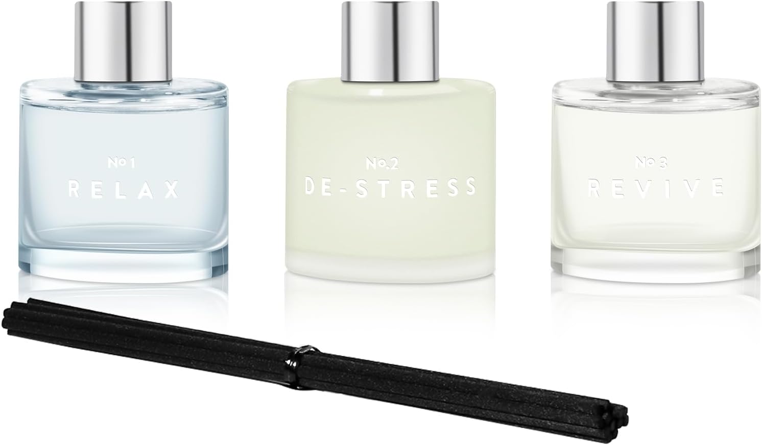 3 Pack Fragrance Reed Diffuser Set with 12 Black Fiber Sticks