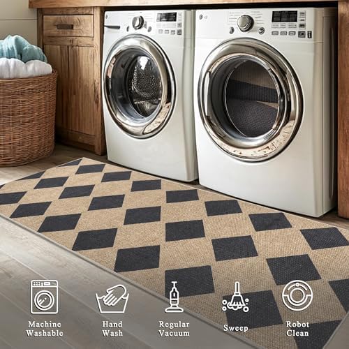 Zeeinx Checkered Jute Rug 3x5 Outdoor Indoor