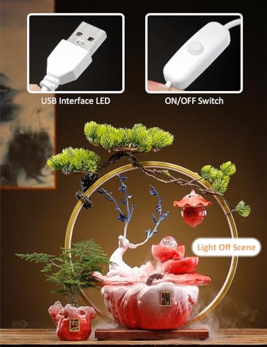 Elegant Deer Water Fountain with LED Light Mist