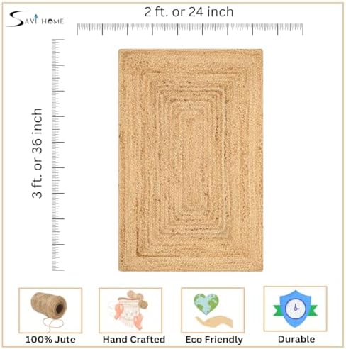 Savi Home Hand Woven Jute Braided Rug 2x3