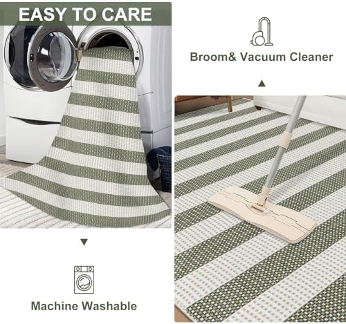 LEEVAN Door Mat Outdoor Front Porch Rug Green White