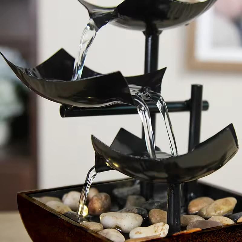 3-Tier Lotus Leaf Waterfall Fountain Black