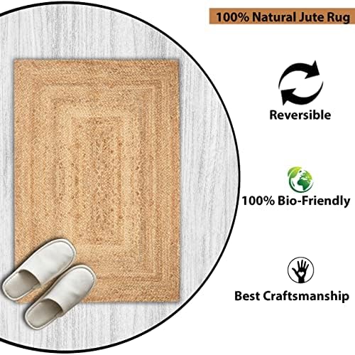 Ekakshx Hand Woven Jute Braided Rug 24x36 Inches