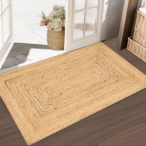Kema Hand Woven Jute Braided Rug 2x3 Natural