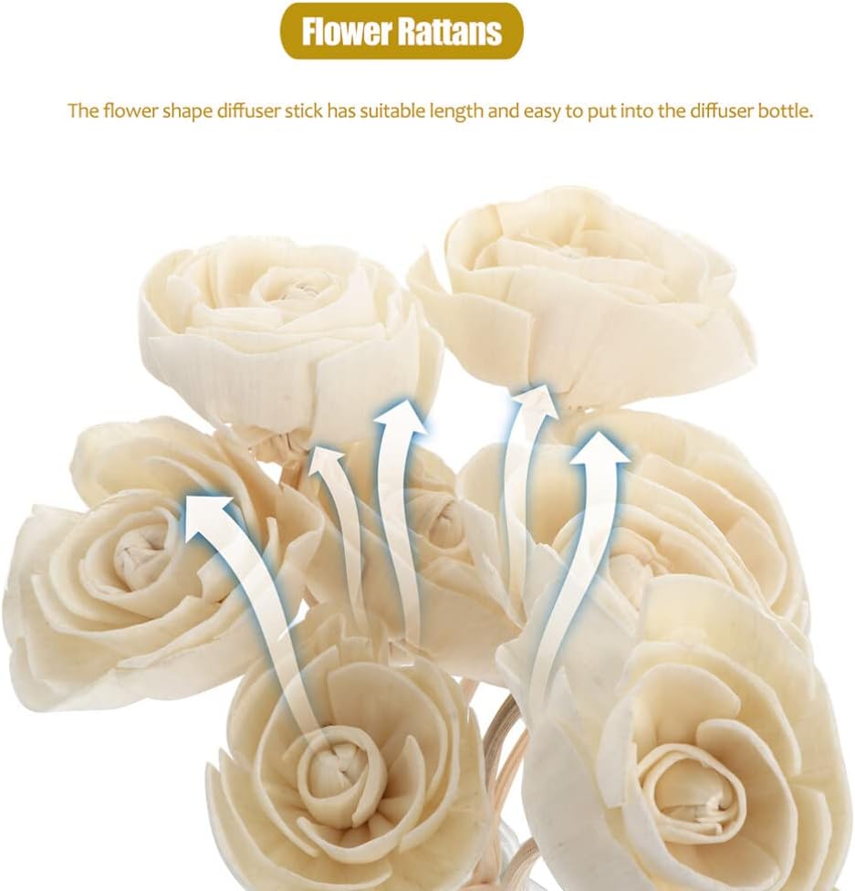 Flower Reed Diffuser Set 9Pcs Aroma Sticks Fireless