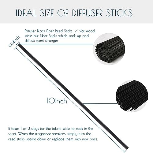 HOSSIAN 50PCS Black Fiber Reed Diffuser Sticks