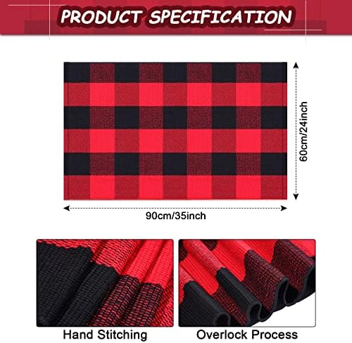 Mudder Buffalo Plaid Rug 354 x 236 Inches Black Red Check Doormat