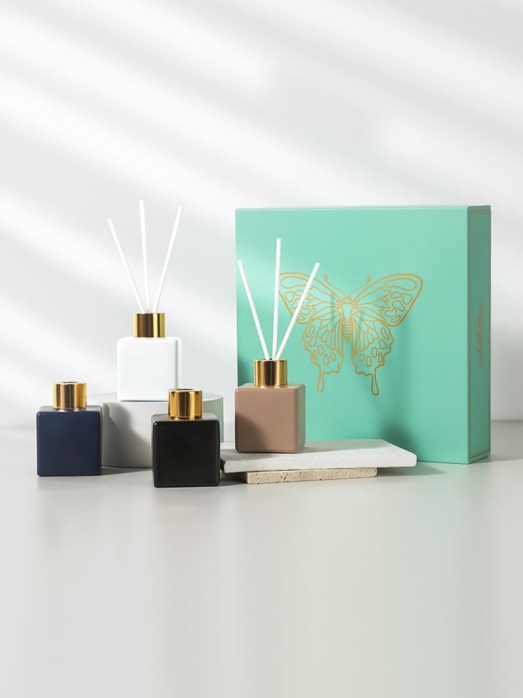 Vintage Square Reed Diffuser Set of 4 50 ml White