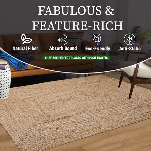 Craft Trade Hand Woven Jute Area Rug 3x5 Feet Rectangle