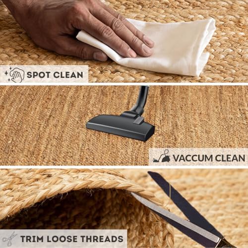 HOMEMONDE Reversible Jute Area Rug - 2x3 ft Natural Fiber Decor