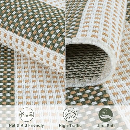 LEEVAN Door Mat Outdoor Front Porch Rug Green White