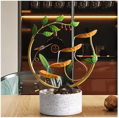 Gorttyeo Tabletop Fountain with Feng Shui Wheel Red