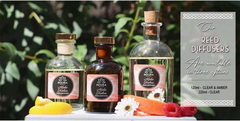 Divina Esencial Reed Diffuser Set with Bamboo Joy and Amber Glass Bottle