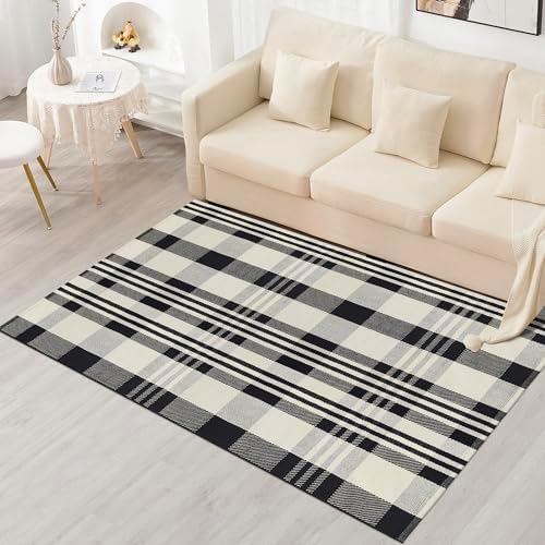 3x5 Buffalo Plaid Rug Cotton Woven Checkered Doormat