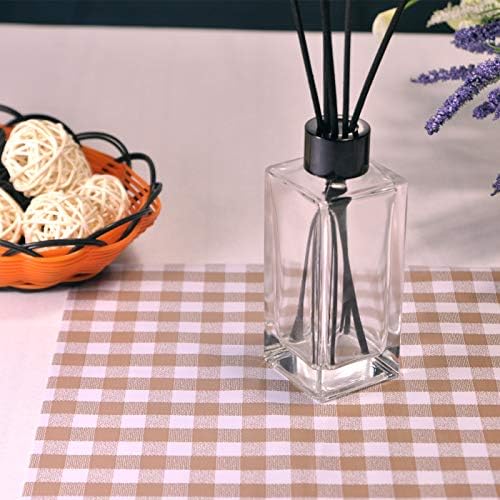 Set of 4 Rectangle Glass Reed Diffuser Bottles with Black Caps