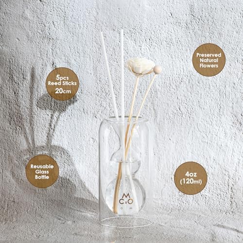 COMI Glass Reed Diffuser Bottle with 5 Sticks and Luminous Base
