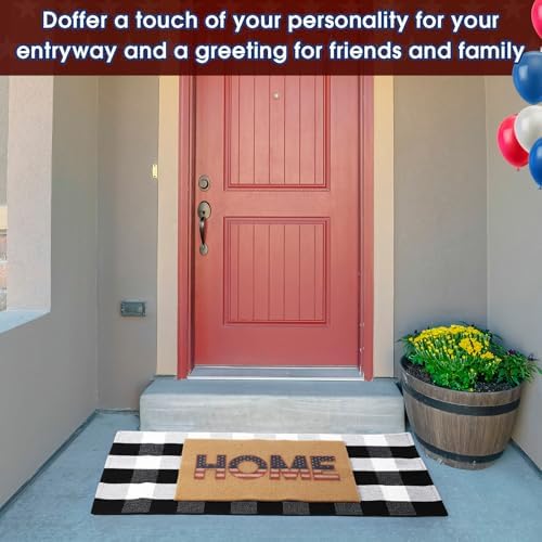 2 Pcs 4th of July Door Mat Set Patriotic Rug and Coir Welcome Mat for Front Porch Entrance