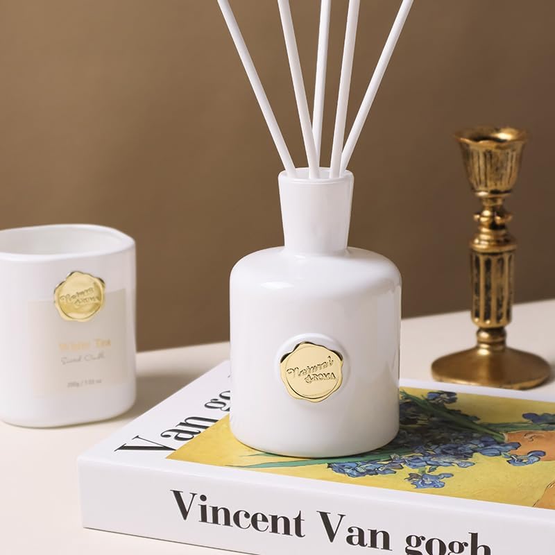 XEPTLE Reed Diffuser Set Creamy Gardenia Fragrance with 5 Sticks Long Lasting Home Air Freshener