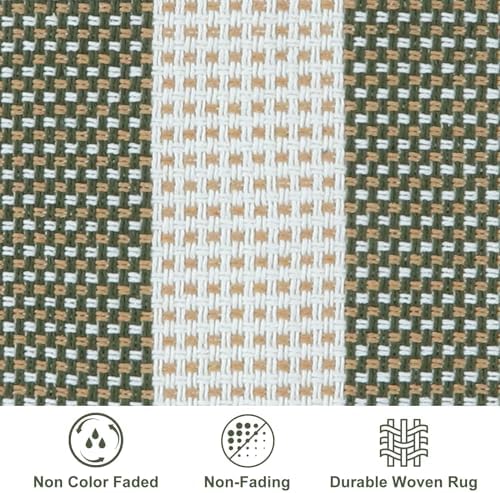 LEEVAN Door Mat Outdoor Front Porch Rug Green White