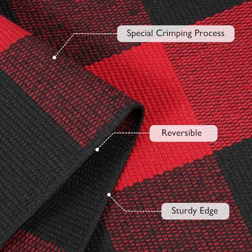 Sungea Christmas Door Mat 24x51 Red Black Buffalo Plaid Outdoor Rug