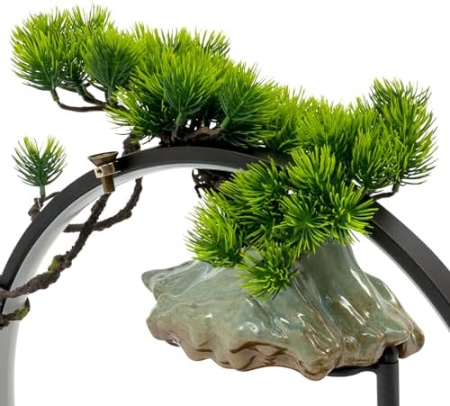 Big Fountain for Table Top - Indoor Waterfall with LED Light and Fake Plants