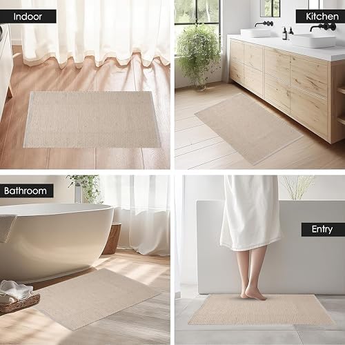 Bedding Craft Jute Cotton Area Rug 24x36 Inch Natural Machine Washable