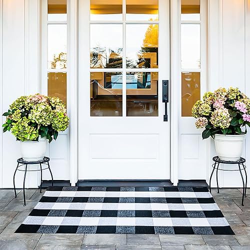 Cotton Buffalo Plaid Rug 275x43 Black White Checkered