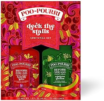 Poo-Pourri Deck the Stalls Gift Set Holiday Spice and Mistletoe Spritzes 14 Fl Oz