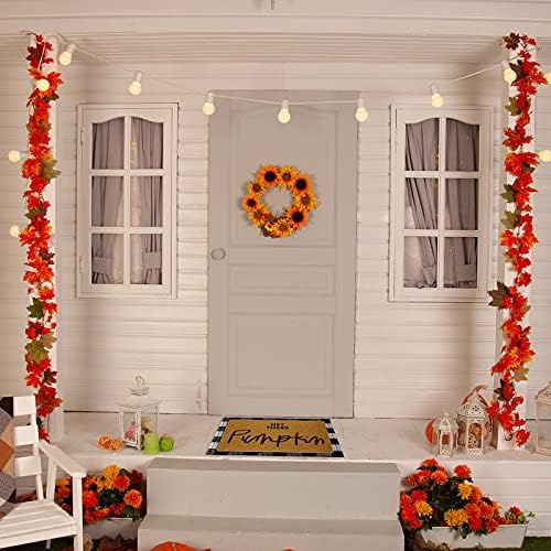 Fabbay 2 Pcs Fall Welcome Mat Halloween Decor Doormat Buffalo Plaid Rug for Front Door Porch Entryway