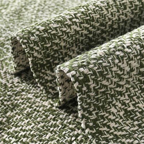 LEEVAN Washable Area Rug 4x6 Hand Woven Cotton
