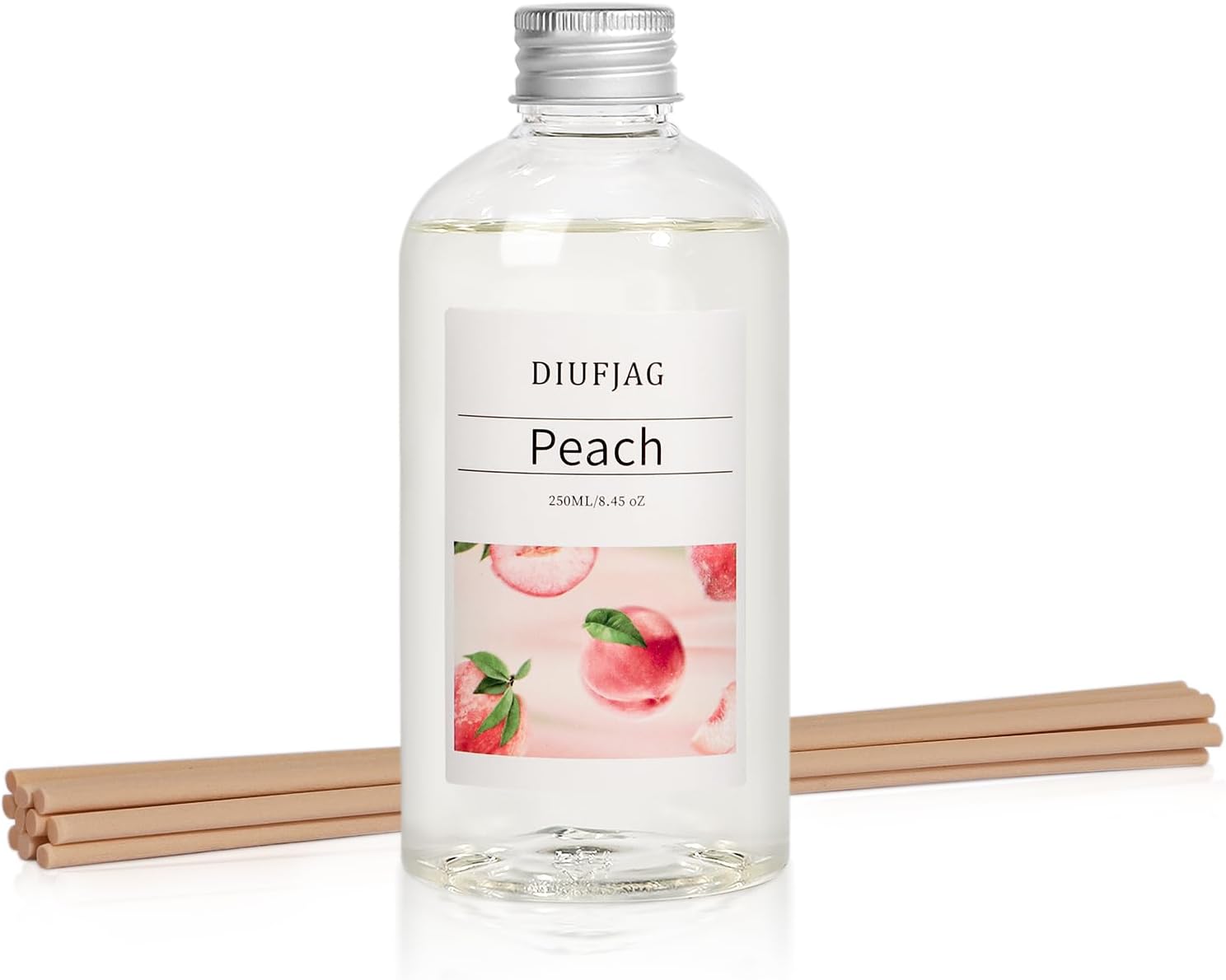 DIUFJAG Peach Reed Diffuser with 10 Fiber Sticks 250ml