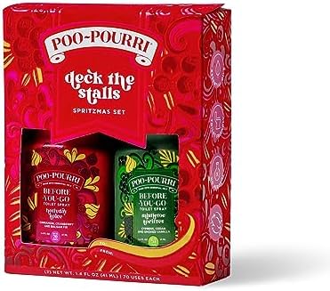 Poo-Pourri Deck the Stalls Gift Set Holiday Spice and Mistletoe Spritzes 14 Fl Oz