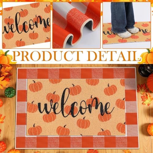 2 Pcs Fall Pumpkin Welcome Doormat Set