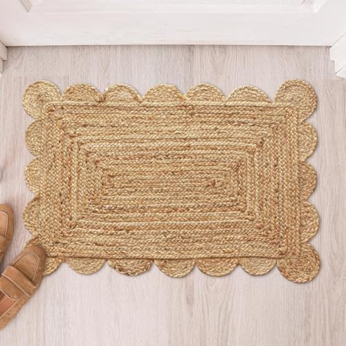HOMEMONDE Natural Jute Area Rug 2x3ft Braided