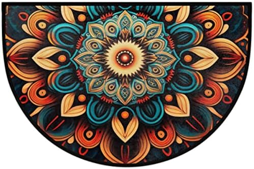 Pardick Boho Flower Half Round Entry Mat