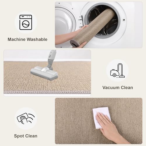 SHACOS Easy Jute 3x5 ft Washable Area Rug - Neutral Beige