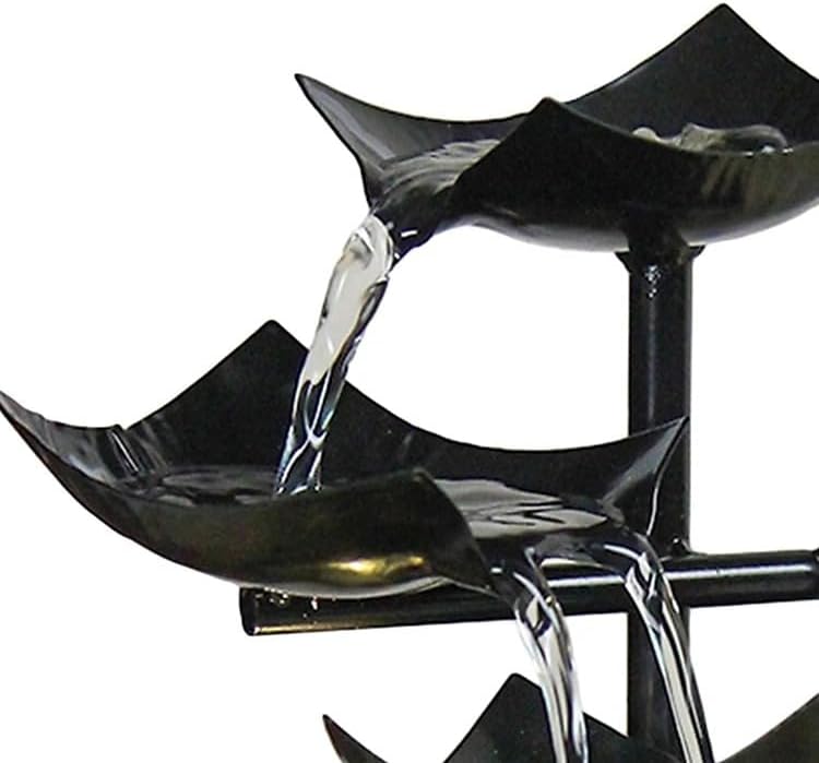 3-Tier Lotus Leaf Waterfall Fountain Black