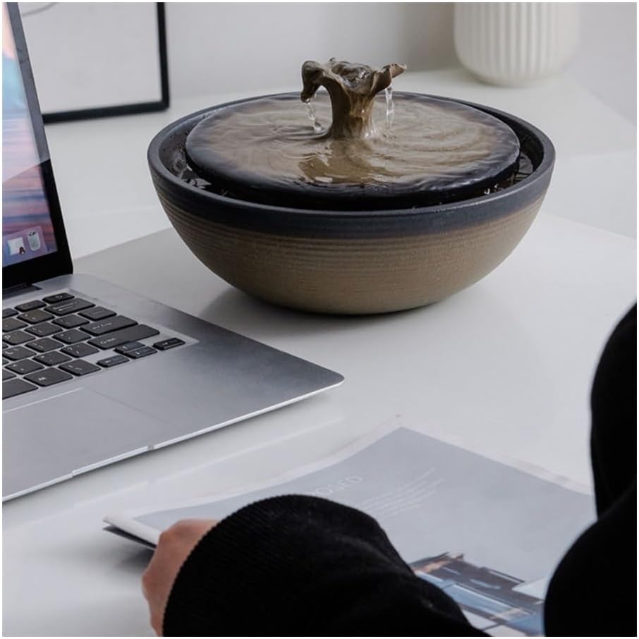 Modern Ceramic Desktop Fountain - Minimalist Zen Waterfall Decor