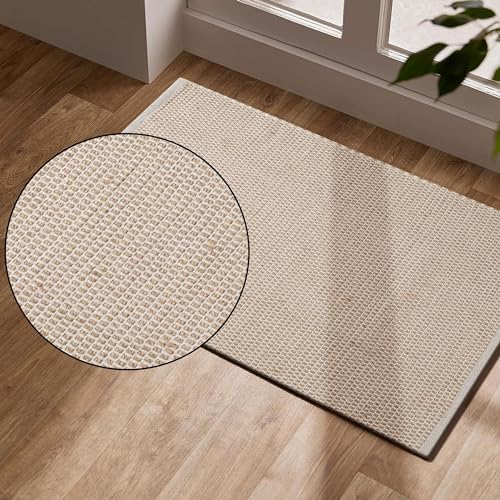 Bedding Craft Jute Cotton Area Rug 24x36 Inch Natural Machine Washable