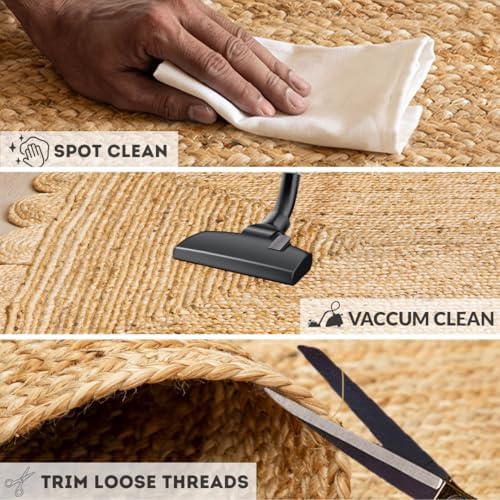 HOMEMONDE Natural Jute Area Rug 2x3ft Braided