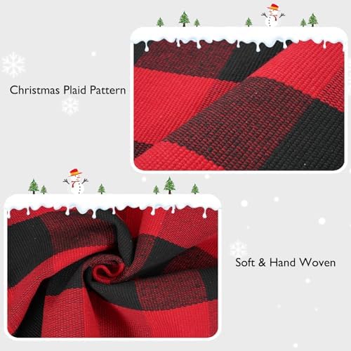 Sungea Christmas Door Mat 24x51 Red Black Buffalo Plaid Outdoor Rug