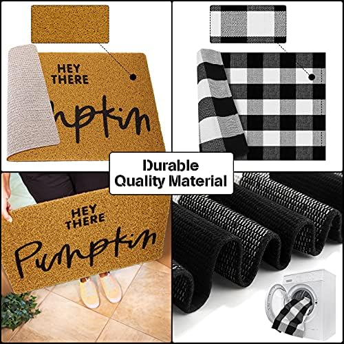 Fabbay 2 Pcs Fall Welcome Mat Halloween Decor Doormat Buffalo Plaid Rug for Front Door Porch Entryway
