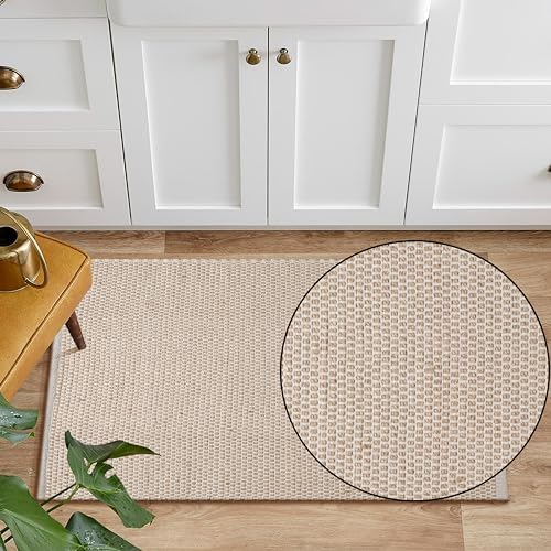 Bedding Craft Jute Cotton Area Rug 24x36 Inch Natural Machine Washable