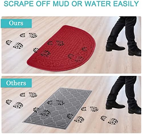 Olpchee Half Round Non-Slip Doormat Floor Rug Mat